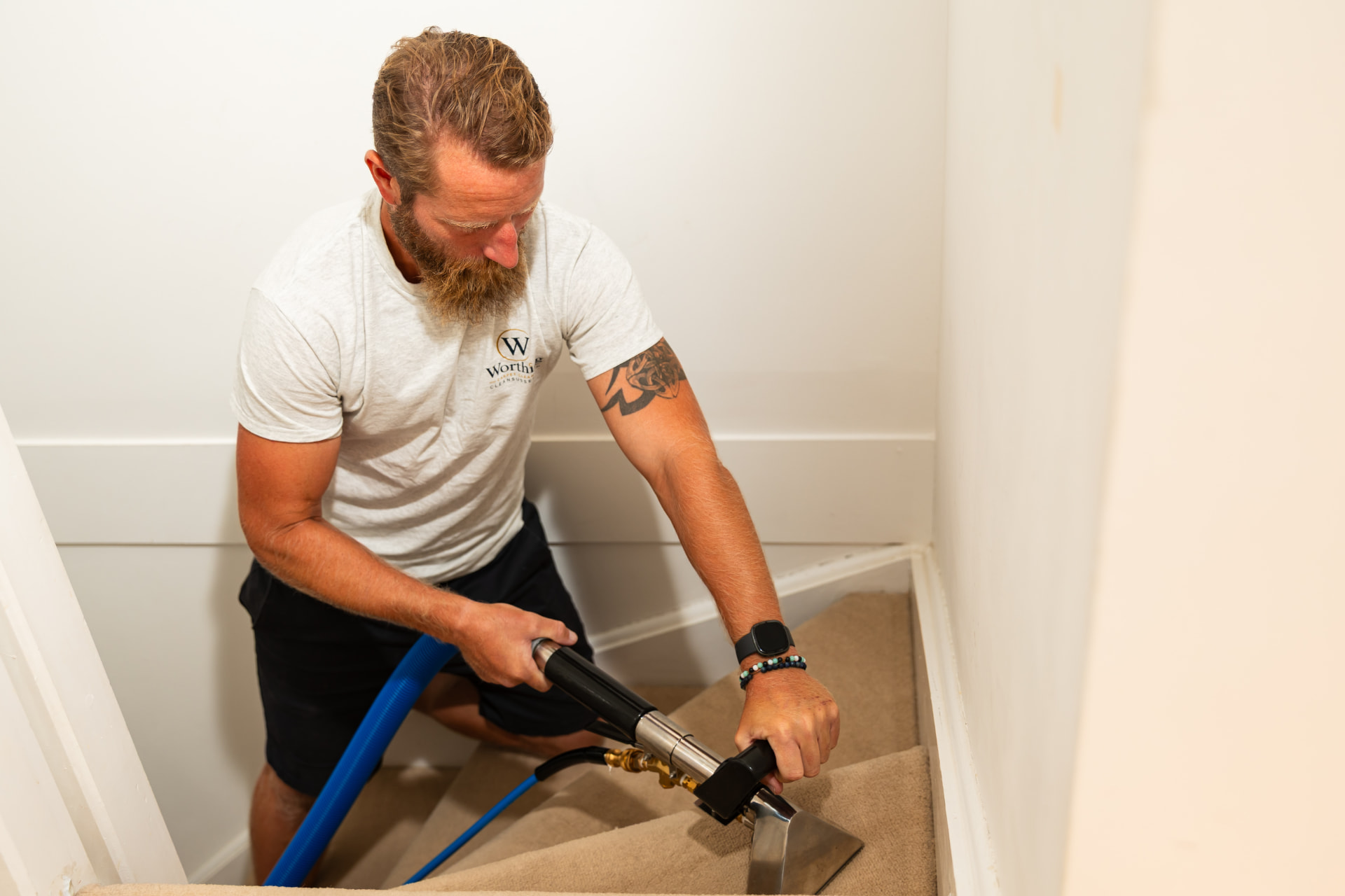 Professional carpet and stair cleaning in a West Sussex home